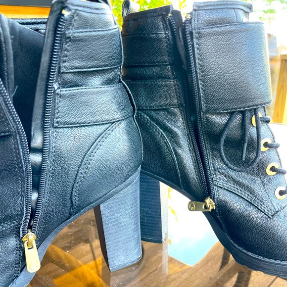 GUESS: Boots lace and buckle ankle boots 4” heels, slight front platform. - Picture 7 of 9